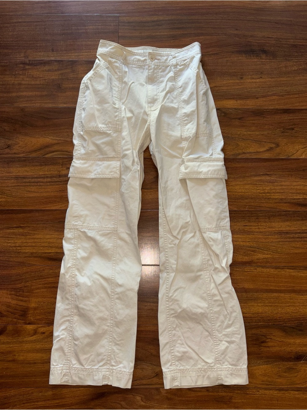 Abercrombie & Fitch Cream Wide-Leg Cargo Pants